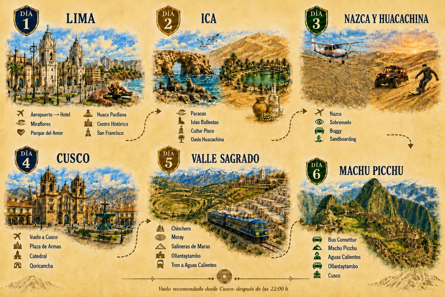 Lima, Ica_Nazca_Huacachina, Cusco_Machu Picchu
