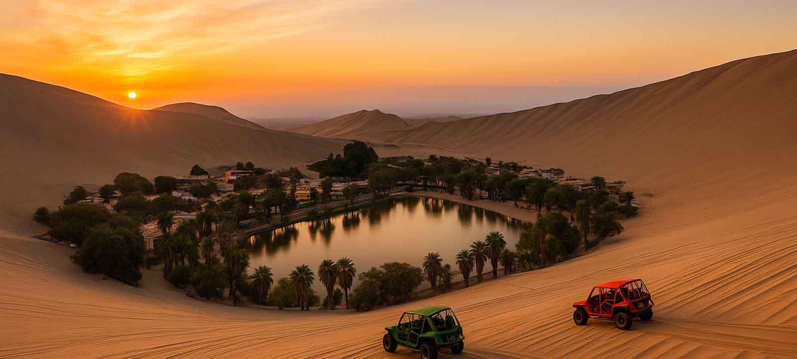 Huacachina oasis y dunas en el sur del Perú
